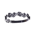Detailed view of the intricate black lace floral pattern on this handmade headband - MB717 Glamorous Rose