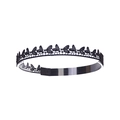 Detail of black lace hairband featuring intricate embroidery and adjustable strap - MB718 Fluttering Butterfly