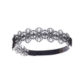 Dettaglio della fascia in pizzo nero traforato con ricamo floreale ed elastico - Taglia per Bambini / MB712 Fiore di Tung