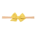 Ginger yellow bow headband with soft nude pink nylon strap for infants and babies - Autumn Leaf Yellow Fishtail (MB2736)