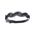 Dettaglio della fascia in pizzo nero traforato con ricami floreali fatti a mano - Taglia per Bambini / MB715 Tessitura Etnica