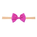 Elastic baby headband with a large magenta linen bow, ideal for newborn photography props - Dark Rose Red Single Knot (MB2737)