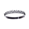 Detailed view of black lace headband with intricate star patterns and embroidered texture - MB720 Aurora Starry Sky