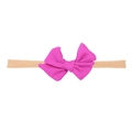 Rose pink large linen bow baby headband with soft seamless nylon elastic band for infants - Dark Rose Red Fishtail (MB2738)