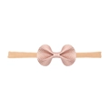 Baby Nylon-Stirnband mit roségoldener Lychee-Struktur Kunstleder-Schleife - Roségoldene Runde Ohren (MB2468)