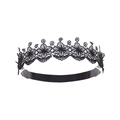 Dettaglio di un choker in pizzo nero con ricamo floreale e base in nastro di raso - Taglia per Bambini / MB714 Ghirlanda