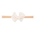 Sweet baby headband with a large white linen bow on a soft elastic seamless band - Ivory White Fishtail (MB2740)