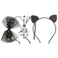 Set de diademas de Halloween con lazo de estrellas de malla y orejas de gato con purpurina - Juego de 3 Diademas