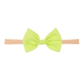 Neon green fabric bow headband for babies with high elasticity nude nylon strap - Bud Green Single Knot (MB2741)