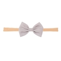 Soft lavender linen bow headband for babies with high elasticity seamless nylon band - Silver Gray Single Knot (MB2743)