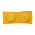 Elastic yellow knitted headband for babies with cute double pom-poms on sides - Celery Yellow