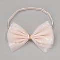 Fascia neonata con fiocco in tulle rosa e centro glitter oro su nastro bianco elastico - MB661 Oro Rosa Floreale