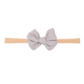 Grey linen bow baby headband with soft seamless nylon band for newborn photography - Silver Gray Fishtail (MB2744)