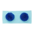 Knitted light blue baby headband with dark blue pom-poms for children and girls - Lake Blue