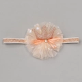 Bandeau couronne en maille rose pour bébés avec paillettes et sangle élastique - MB656 Couronne Orange Clair Dentelle