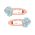 Barrettes à cheveux coquillages bleus à paillettes pour filles avec ruban rose doux - Coquillage (MC036) / Une Paire