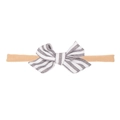 Baby headband with gray and white striped cotton bow on a seamless nude elastic band - Black White Striped Fishtail (MB2756)