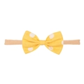 Yellow polka dot bow headband for infants made of breathable linen cotton fabric - Lemon Yellow Polka Dot Single Knot (MB2757)