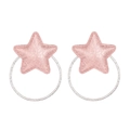 Roze glitter ster oorbellen met grote zilveren metalen ringen voor meisjes - Roségoud Ster (MT428)