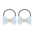 Par de gomas de pelo con lazos azul claro brillantes para bebés y niñas pequeñas - Azul marino