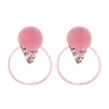 Roze pompon haarelastiekje met sterren lovertjes voor meisjes in ijsje ontwerp - Blush Roze Bal (MT426)