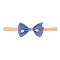 Purple polka dot cotton bow baby headband with elastic seamless nylon band for infants - Denim Polka Dot Single Knot (MB2759)