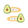 Lot de deux barrettes jaunes en tissu avec charmants motifs d'avocats souriants pour filles - Avocat (MC034) / Une Paire