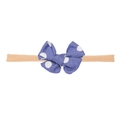 Infant headbands with large blue polka dot cotton linen bows and stretch elastic bands - Denim Polka Dot Fishtail (MB2760)