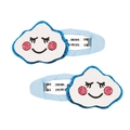 Paire de jolies barrettes nuages blancs à paillettes pour enfants avec détails bleus - Nuage (MC037) / Une Paire
