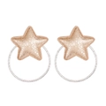 Star-shaped champagne gold earrings with silver ring pendant on white background - Apricot Gold Star (MT429)