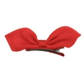 Solid red fabric 3D bow hair clip for girls with durable silver metal alligator grip - Red