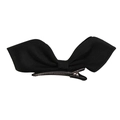 Classic 3D solid black bow hair clip for girls with a secure silver metal alligator grip - Black