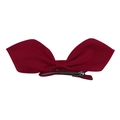 Solid burgundy bow hair clip for girls with elegant textured fabric and metal duckbill clip - Burgundy
