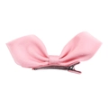 Handmade pink fabric bow hair clip for girls with anti-slip silver metal alligator clip - Rose Pink