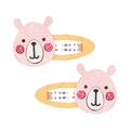 Paire de barrettes ours rose pailleté pour enfants avec épingle en métal enrubannée jaune - Ours Rose (MC023) / Une Paire
