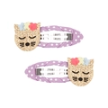 Lot de barrettes chat violettes mignonnes avec oreilles pailletées et ruban à pois - Petit Chat (MC022) / Une Paire