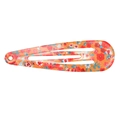 Cute orange floral drop hair clip for girls with colorful pattern and metallic finish - Azalea Style (MC2145) / Orange