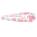 Cute pink and white floral pattern snap hair clip for kids with drop shape design - Romantic Flower Style (MC2146) / Pink