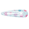 Light blue snap clip with colorful floral patterns and heart motifs for children - Little Flower Style (MC2148) / Lake Blue