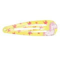 Cute yellow unicorn hair clip with pink stars for girls, colorful snap hair accessory - Unicorn Style (MC2149) / Yellow