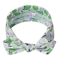 Abstract floral leaf print kids headband with a sweet bow knot design in multi-colors - Bow Print Style (MB2235 Lime Floral Headband) / Lime Floral Headband