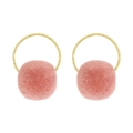 Set of two soft pink faux fur pom pom hair ties with sparkling gold elastic band - Pink Brown