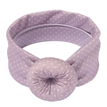 Bandeau bébé fille violet lavande à pois blancs avec un nœud style donut - Pois Violet Taro (MB2239)