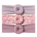 Lot de 3 bandeaux bébé avec pois lavande, motifs floraux et nœuds style donut - Combo Multicolore (MS2050)