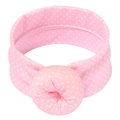 Fascia per neonati rosa a pois con nodo a ciambella in morbido tessuto elastico - Rosa Ciliegia Pois (MB2821)