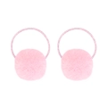 Zwei weiche rosa Plüsch-Pompon-Haargummis für Mädchen mit funkelnden Glitzer-Akzenten - Rosa