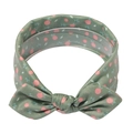 Fascia elastica neonata con fiocco in verde salvia e stampa floreale di rose rosa - Stile Floreale Verde Oliva