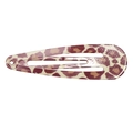 Waterdrop-shaped metal BB clip featuring a classic leopard print and brown finish - Fashion Style (MC2163) / Leopard Print