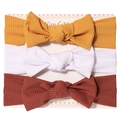 Lot de trois bandeaux bébé en maille côtelée avec nœud en jaune, blanc et marron rouge - Style MS2062