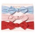 Lot de 3 bandeaux élastiques pour bébé avec motifs fleurs, pois et nœuds rouges - Style MS2056